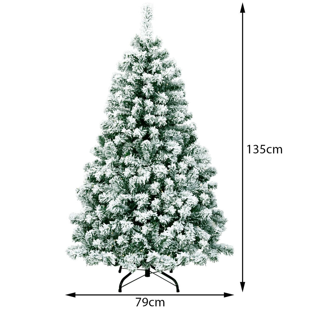 1.35m Árbol de Navidad Artificial Pino Nevado Iluminado 200 LEDs