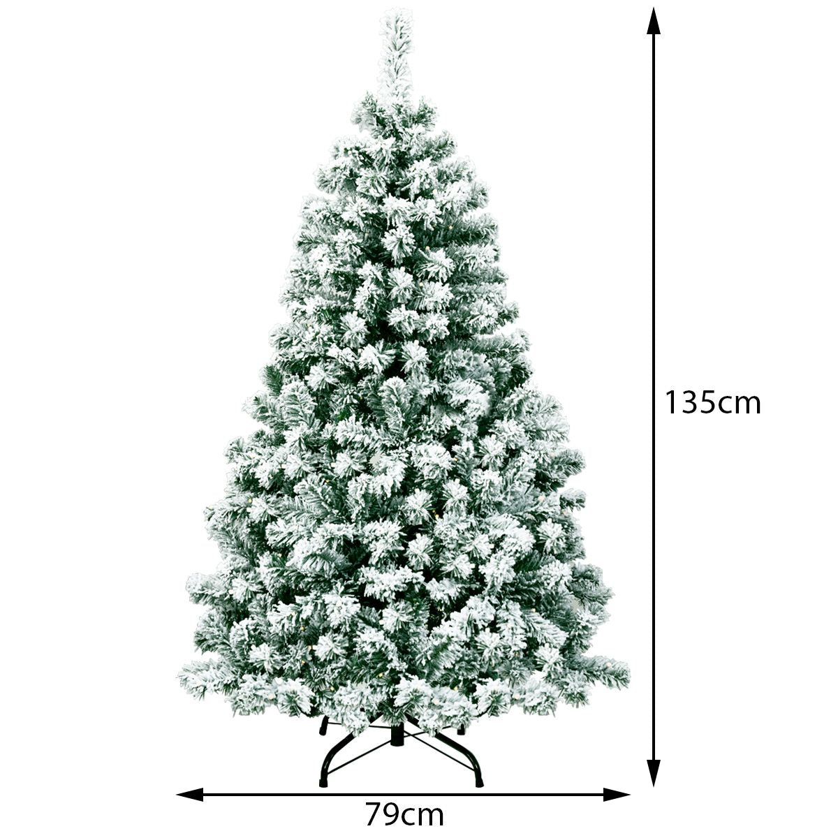 1.35m Árbol de Navidad Artificial Pino Nevado Iluminado 200 LEDs