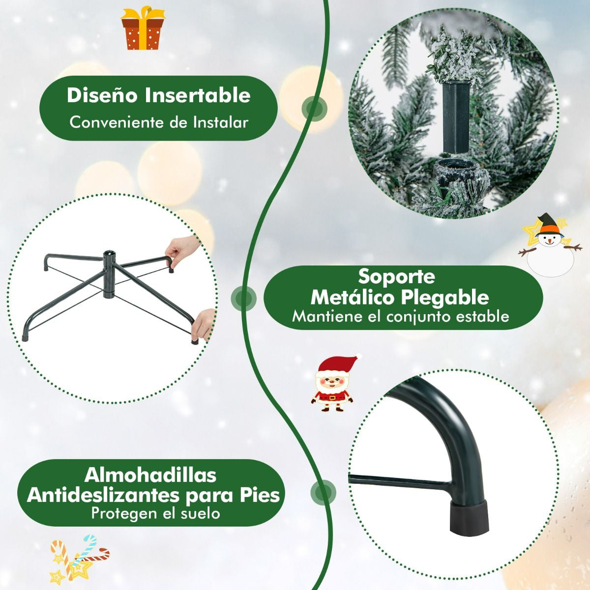 1.35m Árbol de Navidad Nevado Iluminación Cálida 