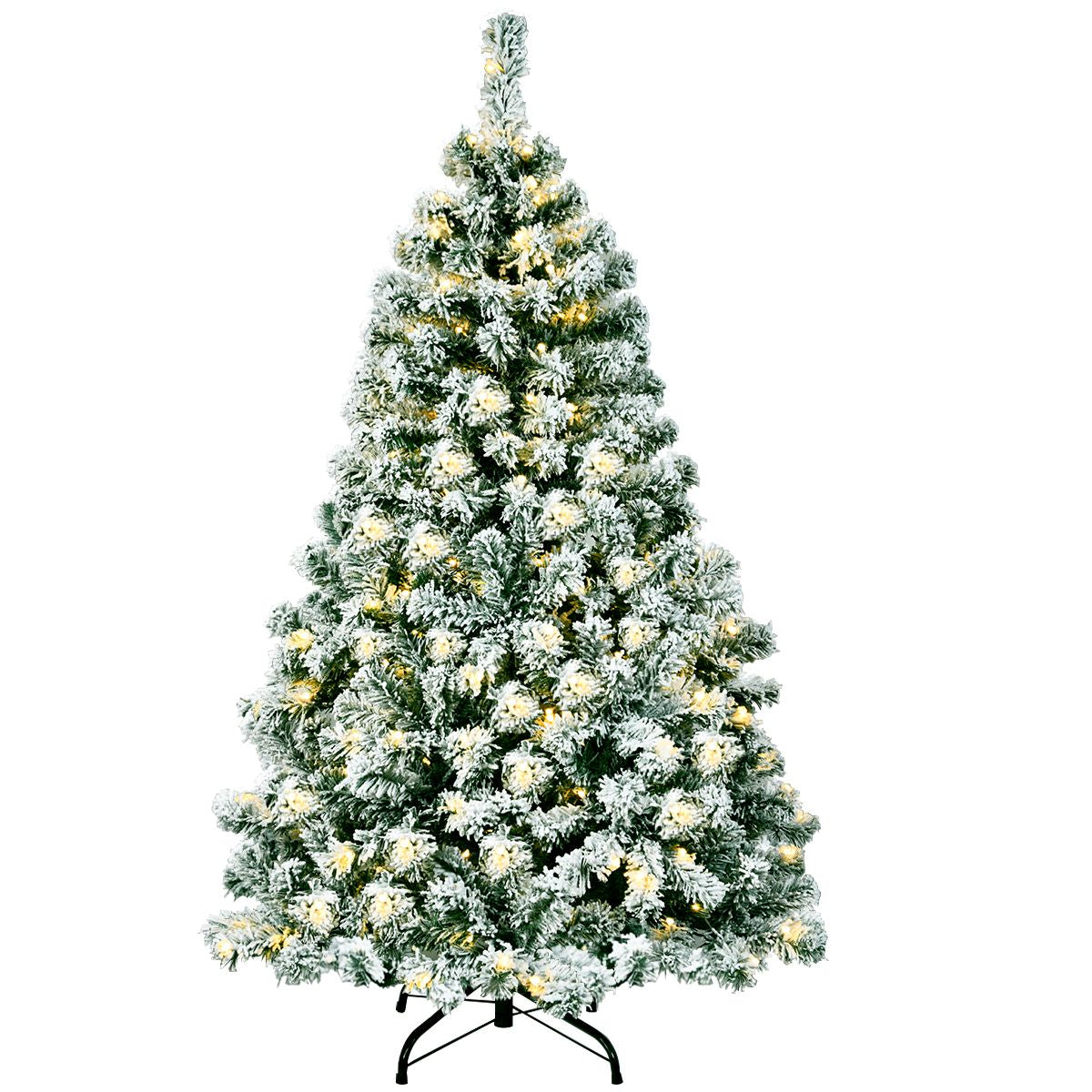 1.35m Árbol de Navidad Artificial Pino Nevado Iluminado 200 LEDs