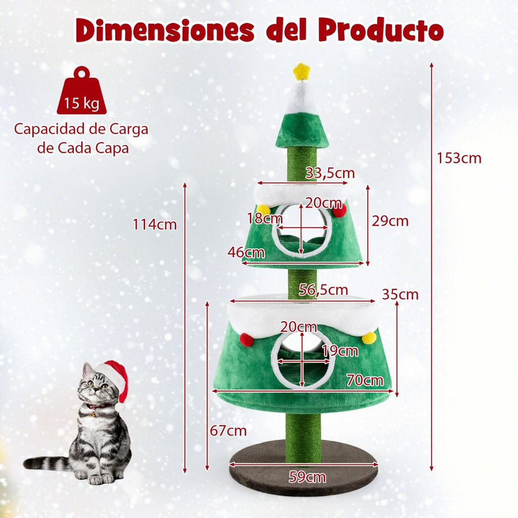 Casa en árbol de Navidad para gatos.