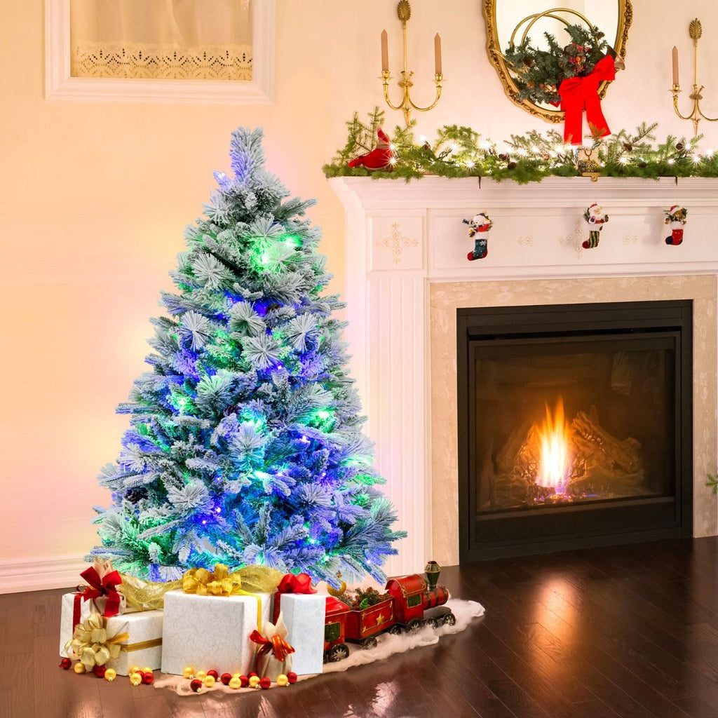 1.36m Árbol de Navidad Artificial con Agujas de Pino y 8 Modos de Iluminación