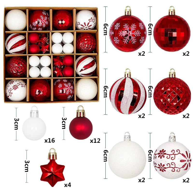 Pack 44 Bolas de Navidad 3/6cm Decoración Árbol de Navidad