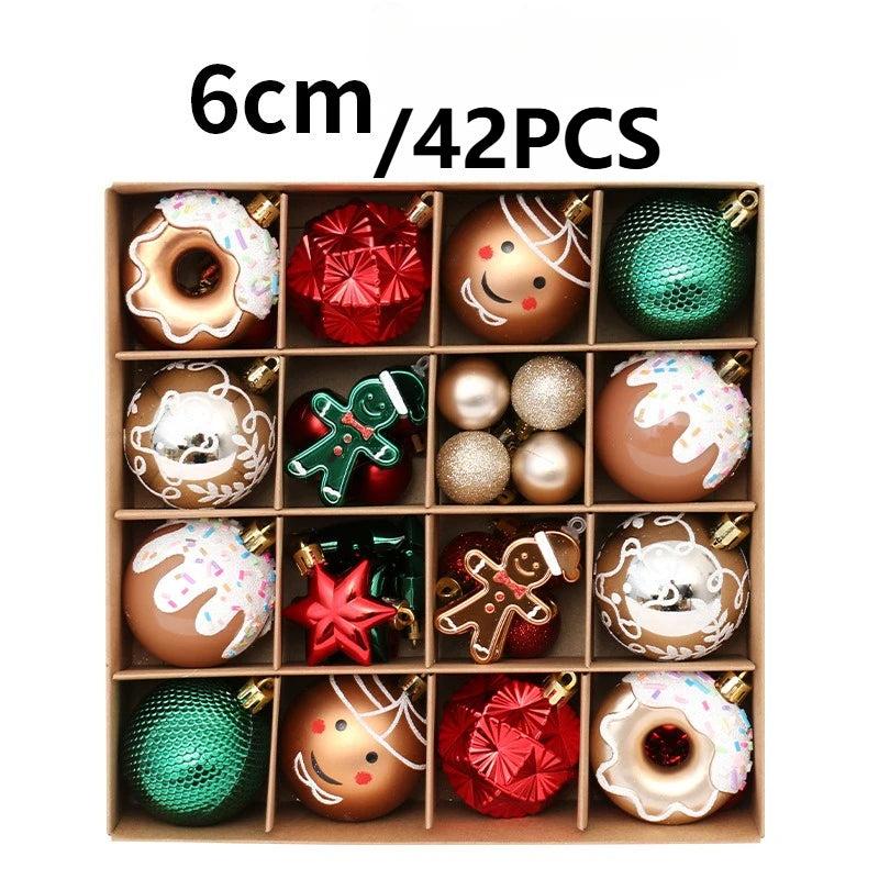 Pack 42 Bolas Navideñas Pintadas Estilo Dulce 6cm