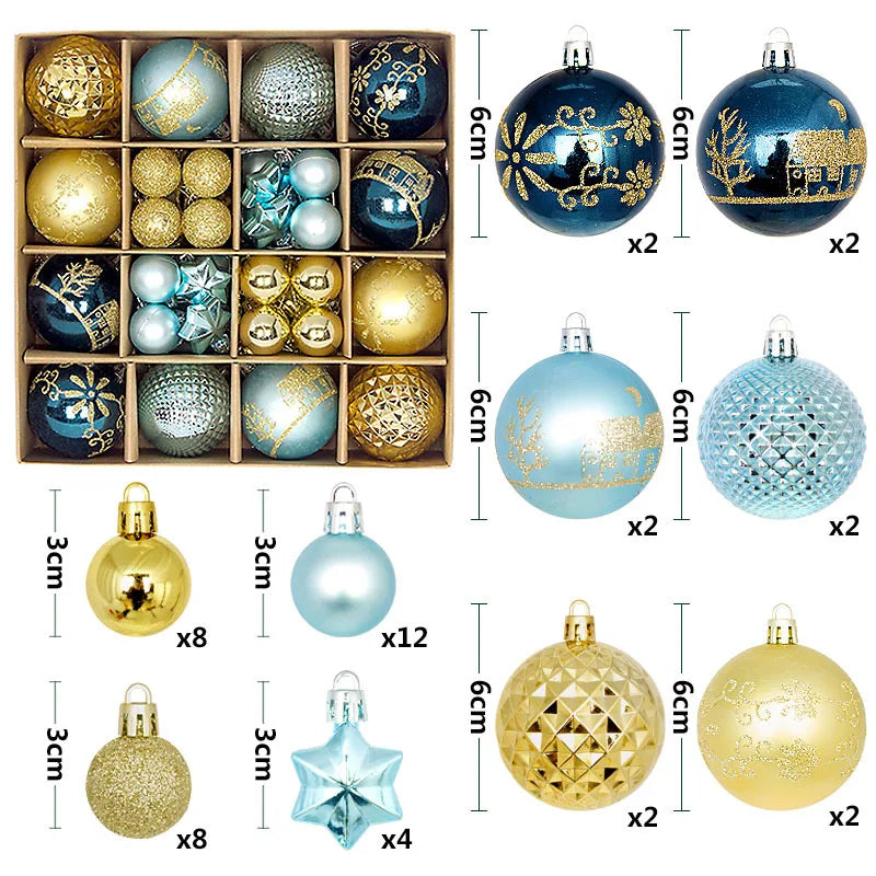 Pack 44 Bolas de Navidad 3/6cm Decoración Árbol de Navidad