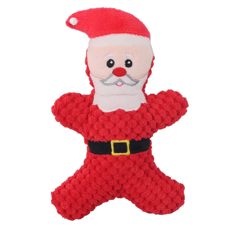 Juguete masticable de peluche para perros, con sonido y estilo Papá Noel.
