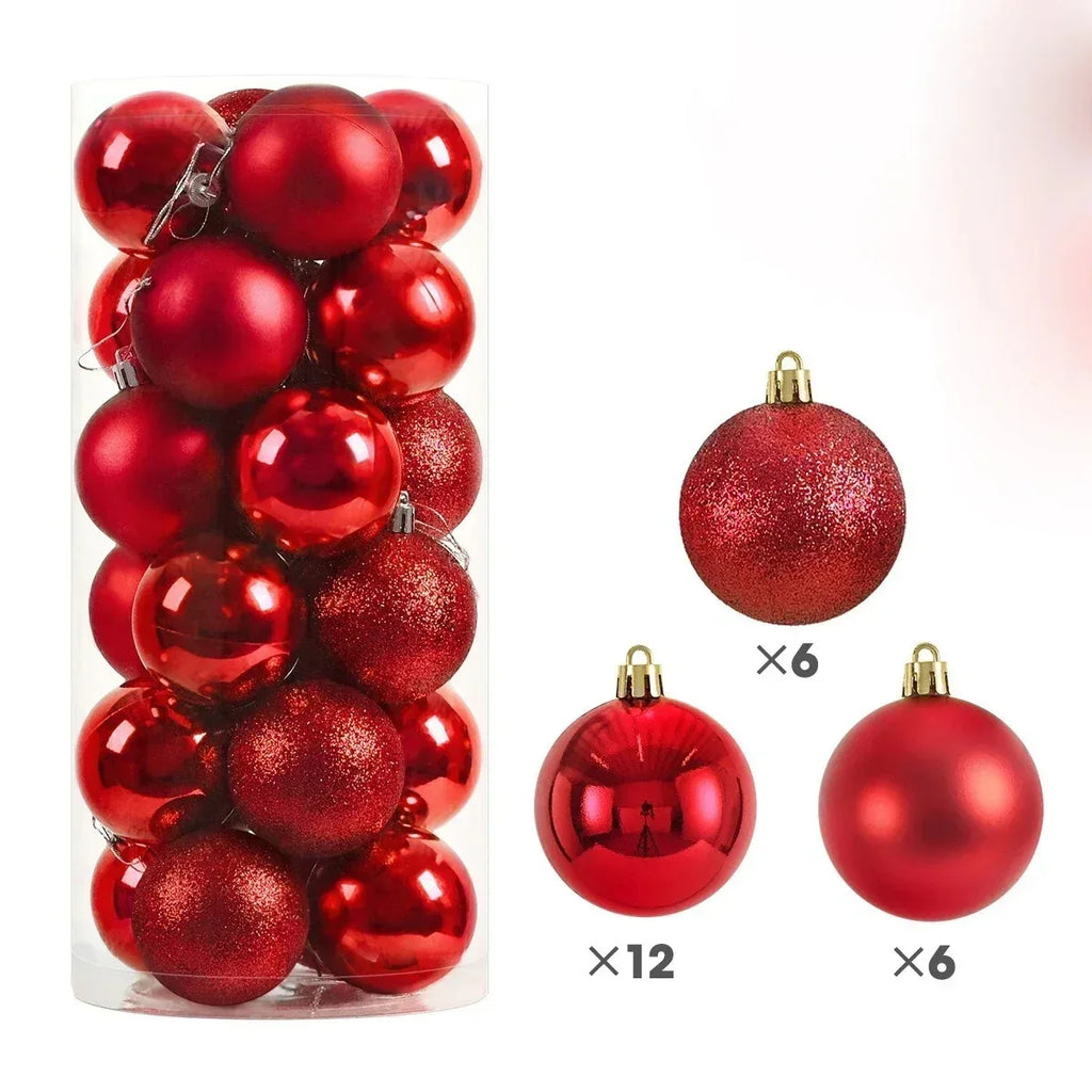 Pack 24 bolas navideñas variadas 4cm para decorar el árbol de Navidad