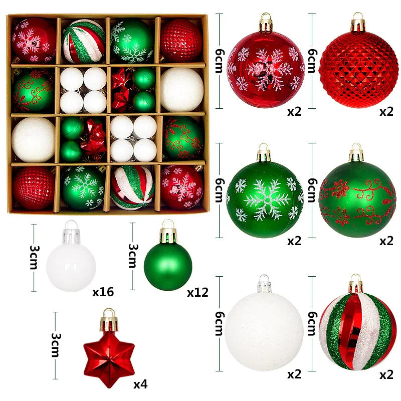 Pack 44 Bolas de Navidad 3/6cm Decoración Árbol de Navidad