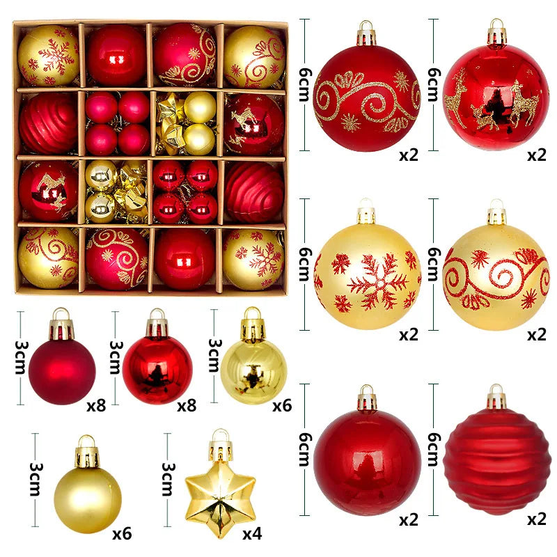 Pack 44 Bolas de Navidad 3/6cm Decoración Árbol de Navidad