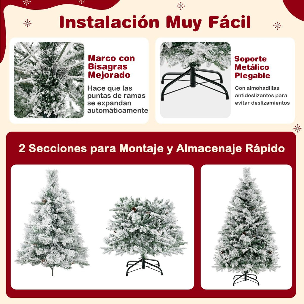 1.36m Árbol de Navidad Artificial con Agujas de Pino y 8 Modos de Iluminación