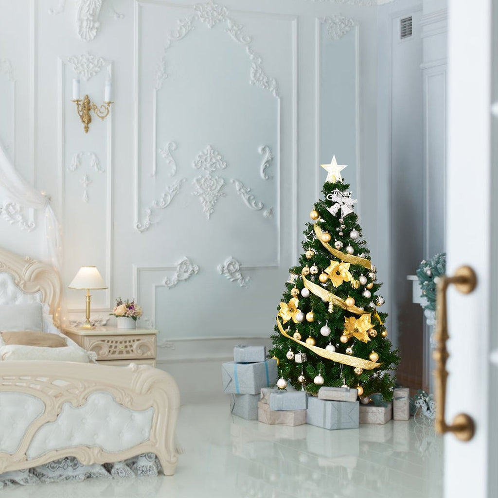 1.5m Árbol de Navidad Artificial con Base Metálica de Abeto Verde