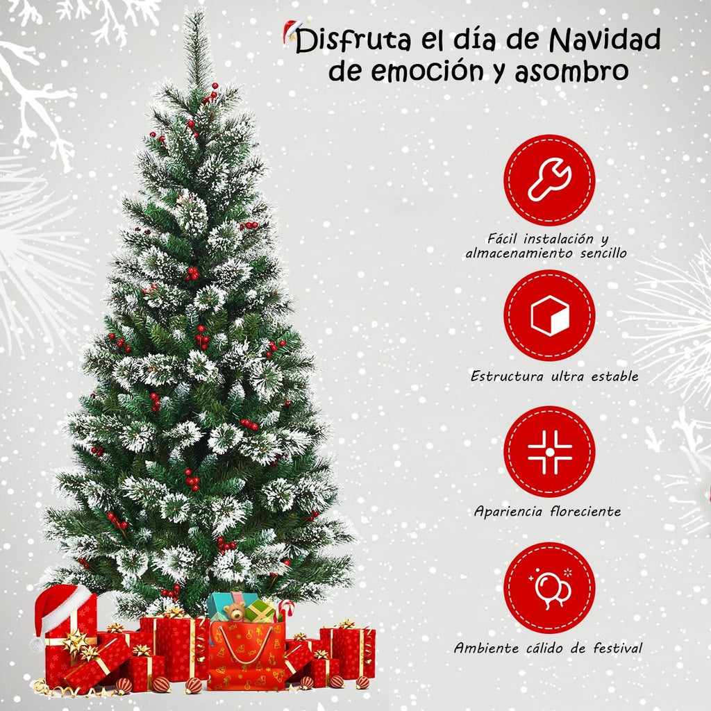 Árbol de Navidad Nevado 1.80m con decoraciones.
