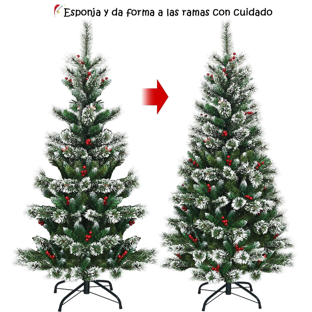 Árbol de Navidad Nevado 1.80m con decoraciones.