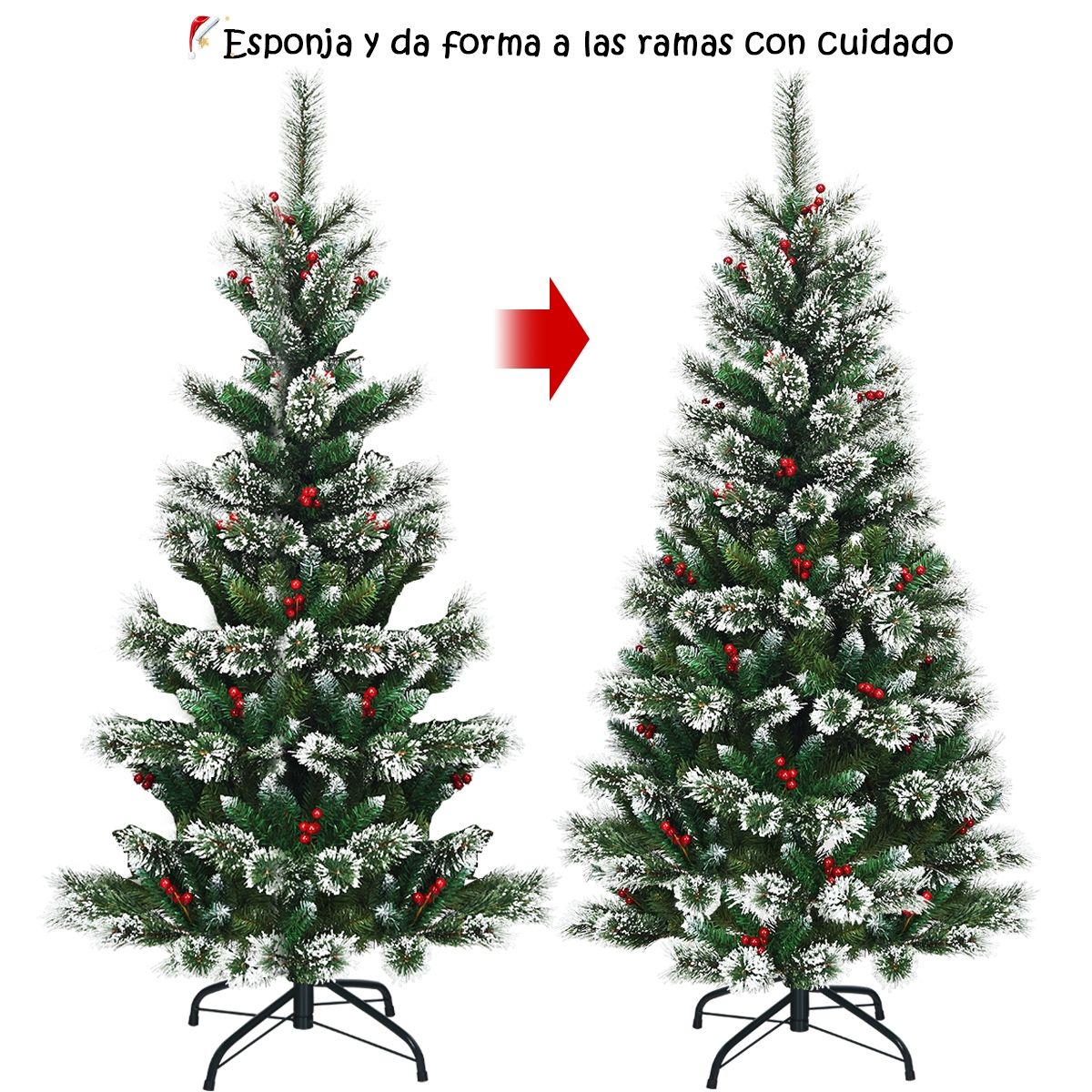 Árbol de Navidad Nevado 1.80m con decoraciones.