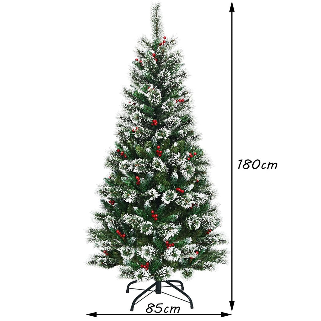 Árbol de Navidad Nevado 1.80m con decoraciones.