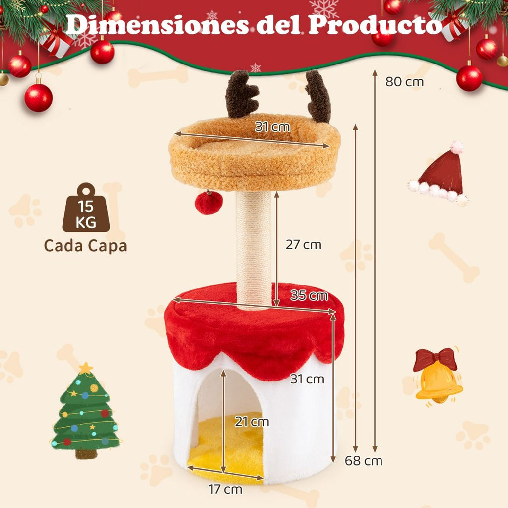 Torre rascador de Navidad estilo reno para Gatos