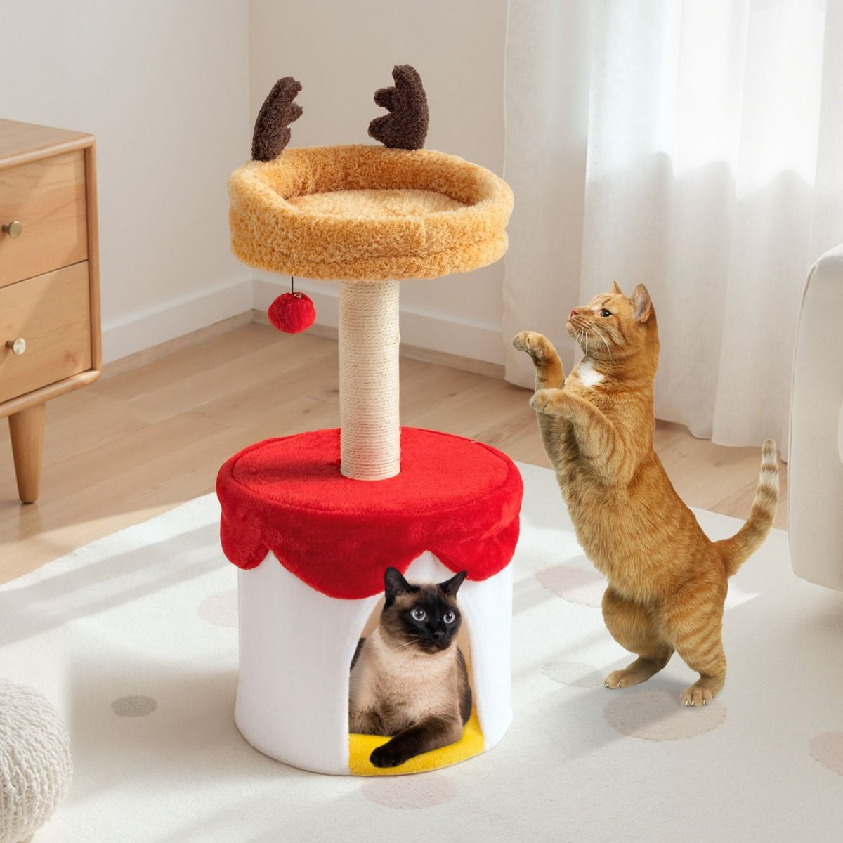 Torre rascador de Navidad estilo reno para Gatos